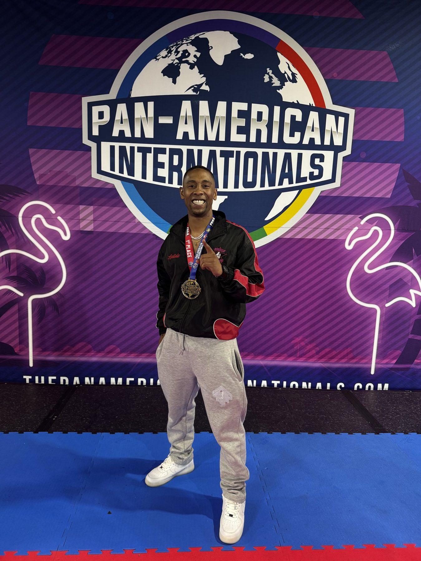 Kevin with his medal at the Pan-American Internationals