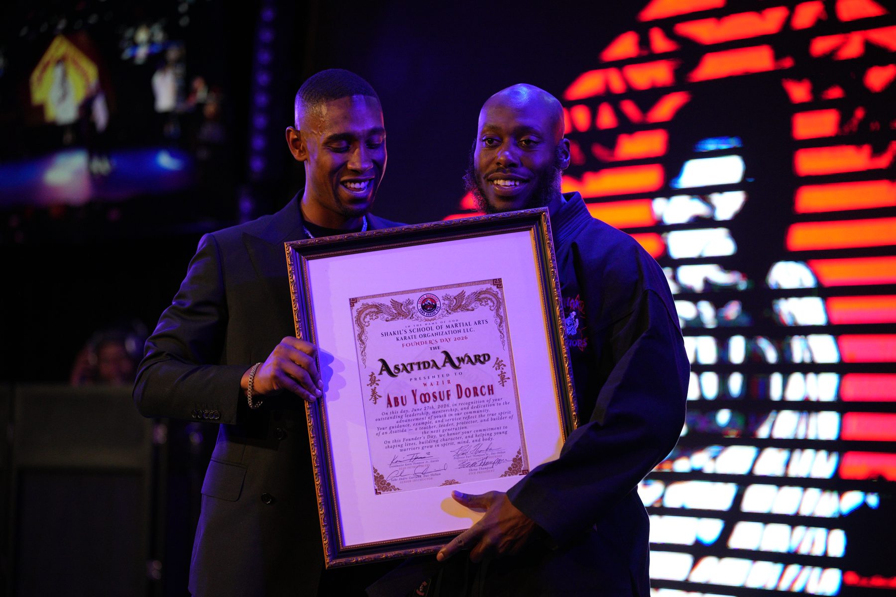 Presenting an award at the Founder's Gala